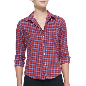 FRANK & EILEEN Barry Two-Tone Plaid Flannel Blouse, Red/Blue